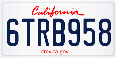 CA license plate 6TRB958
