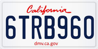 CA license plate 6TRB960