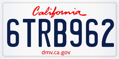 CA license plate 6TRB962