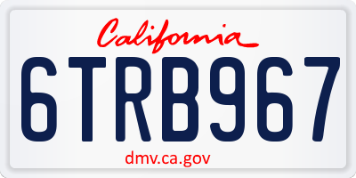 CA license plate 6TRB967