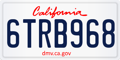 CA license plate 6TRB968