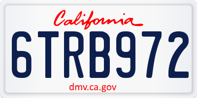 CA license plate 6TRB972