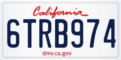 CA license plate 6TRB974