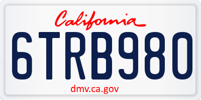 CA license plate 6TRB980