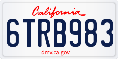 CA license plate 6TRB983
