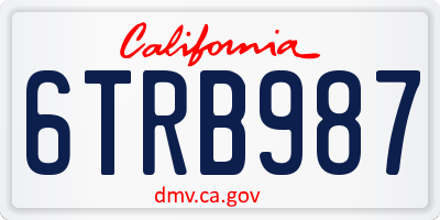 CA license plate 6TRB987