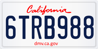 CA license plate 6TRB988