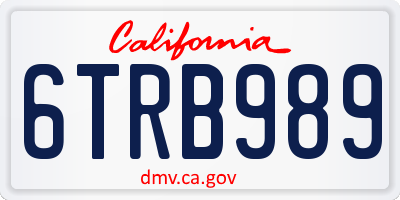 CA license plate 6TRB989