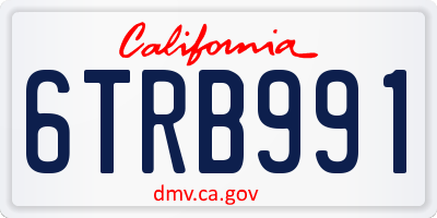 CA license plate 6TRB991