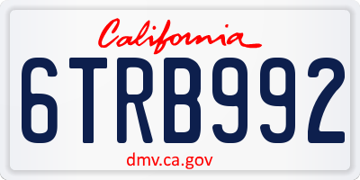 CA license plate 6TRB992