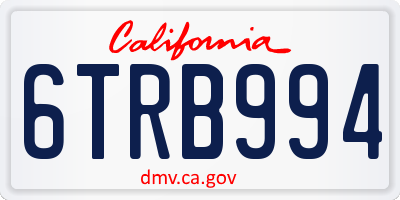 CA license plate 6TRB994