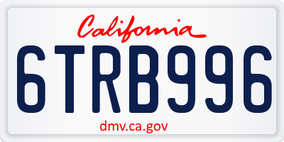 CA license plate 6TRB996