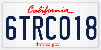 CA license plate 6TRC018