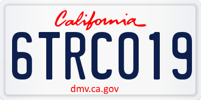 CA license plate 6TRC019