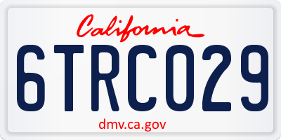 CA license plate 6TRC029
