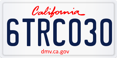 CA license plate 6TRC030