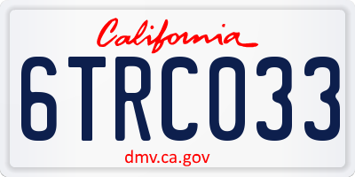 CA license plate 6TRC033
