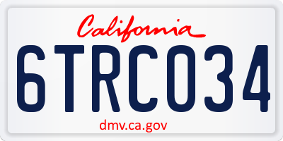 CA license plate 6TRC034