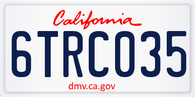 CA license plate 6TRC035