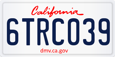 CA license plate 6TRC039