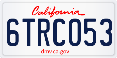 CA license plate 6TRC053