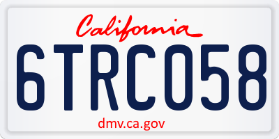 CA license plate 6TRC058