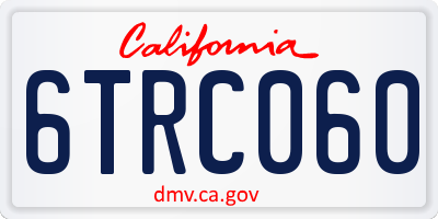 CA license plate 6TRC060