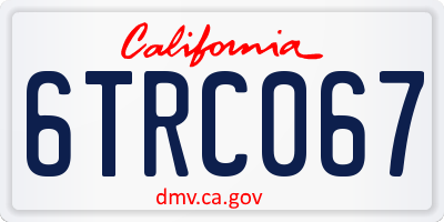 CA license plate 6TRC067