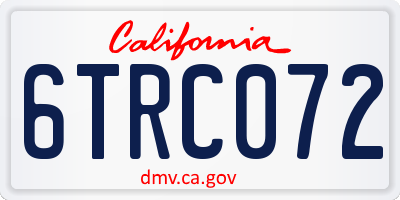 CA license plate 6TRC072