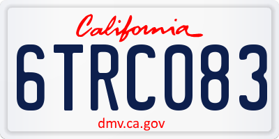 CA license plate 6TRC083