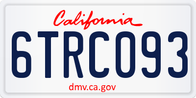 CA license plate 6TRC093