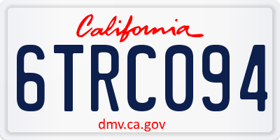 CA license plate 6TRC094