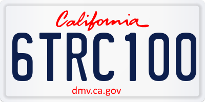 CA license plate 6TRC100
