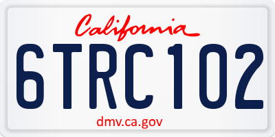 CA license plate 6TRC102