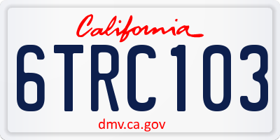 CA license plate 6TRC103
