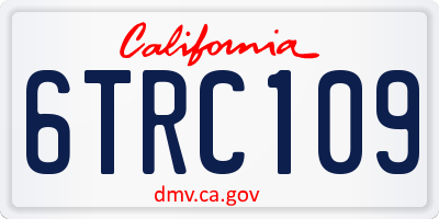 CA license plate 6TRC109
