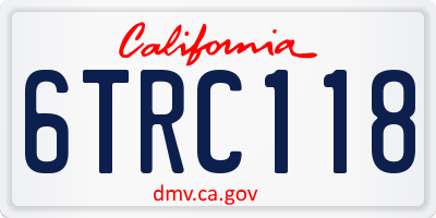 CA license plate 6TRC118