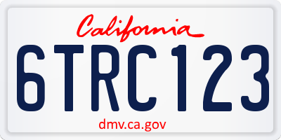 CA license plate 6TRC123