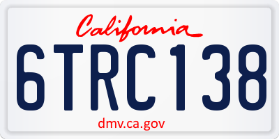 CA license plate 6TRC138