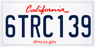 CA license plate 6TRC139