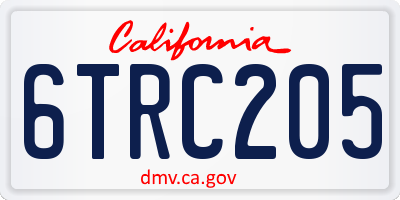 CA license plate 6TRC205