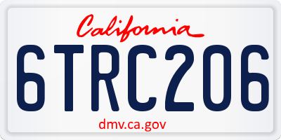 CA license plate 6TRC206