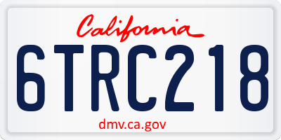 CA license plate 6TRC218