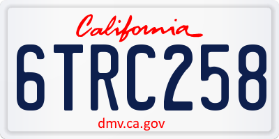 CA license plate 6TRC258
