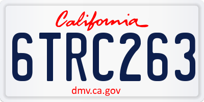 CA license plate 6TRC263