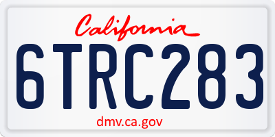 CA license plate 6TRC283