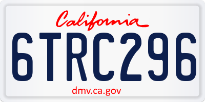 CA license plate 6TRC296