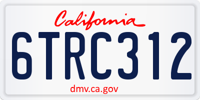 CA license plate 6TRC312