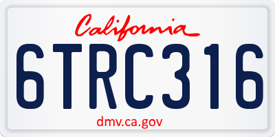 CA license plate 6TRC316