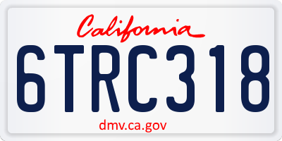 CA license plate 6TRC318
